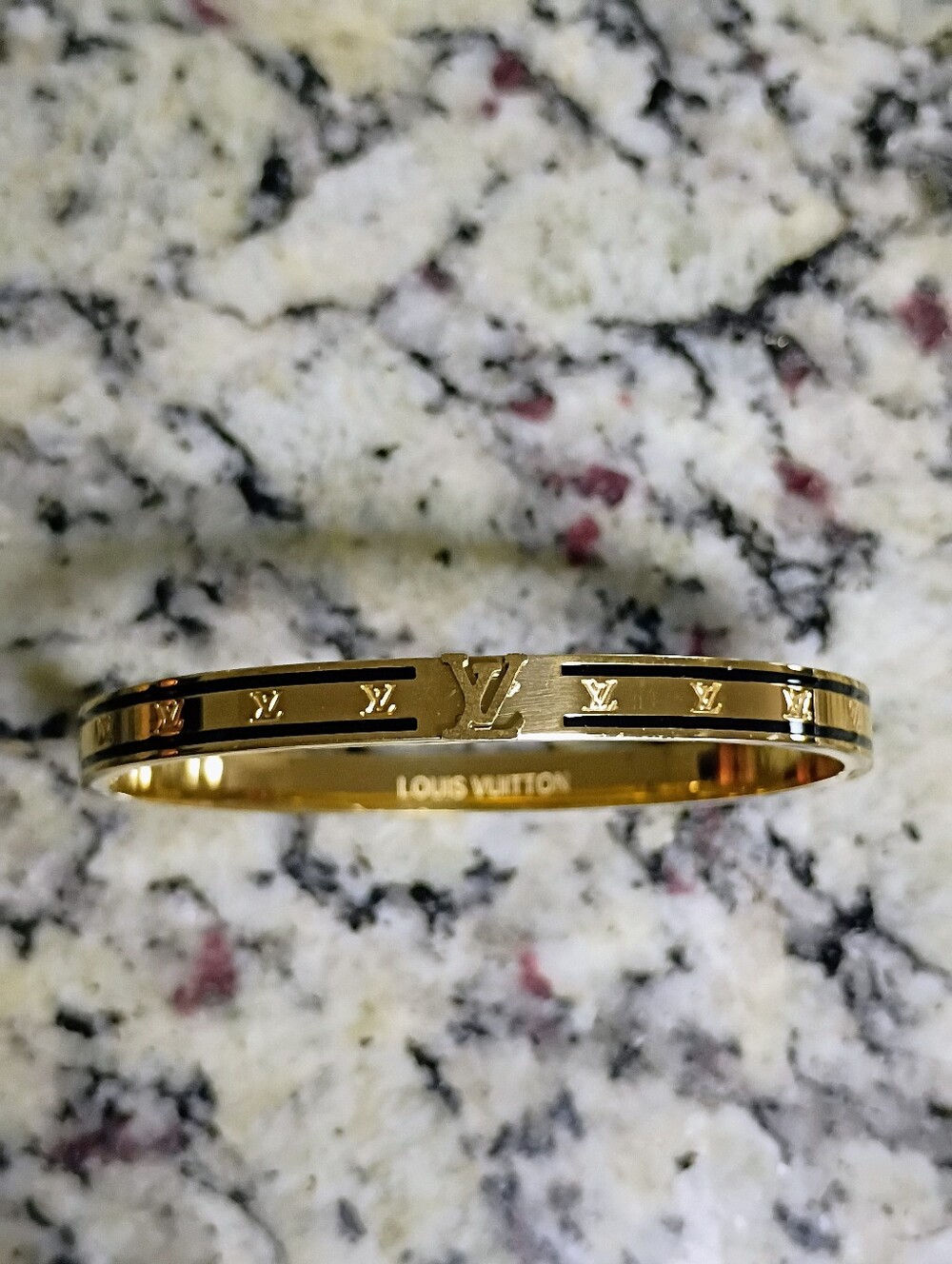 New Gold and Black Logo Slim Bangle Bracelet - Picture 8 of 8